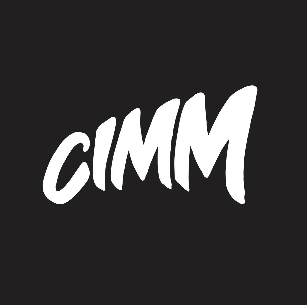 CIMM white bold text logo on black background, music label graphic