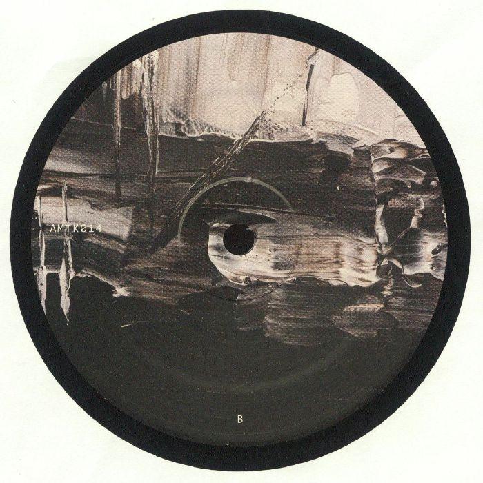 Abstract artwork on the B side of a vinyl record with neutral tones and AMTK014 label.