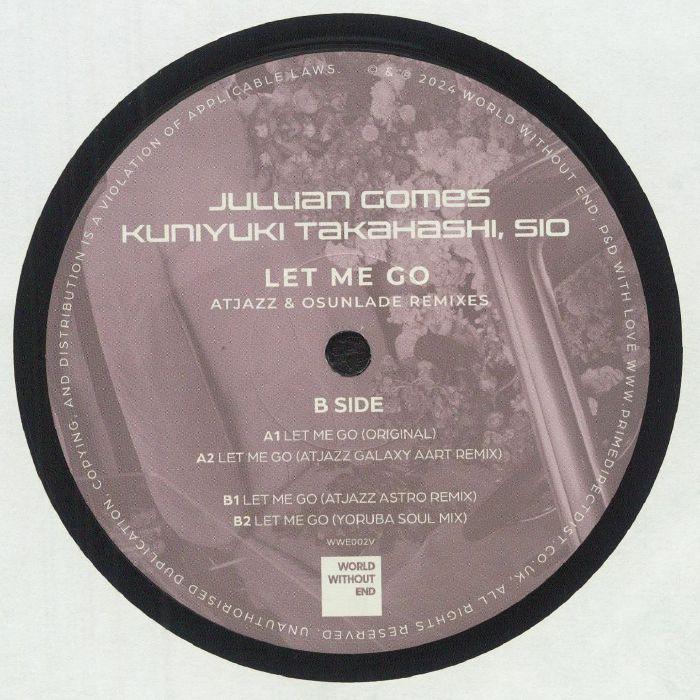 Vinyl record label for Jullian Gomes, Kuniyuki Takahashi, Sio, Let Me Go, Atjazz & Osunlade remixes.
