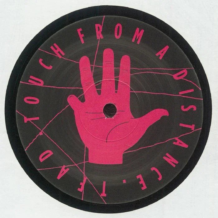 Black vinyl record with pink hand graphic and 'Touch From A Distance' text on label.