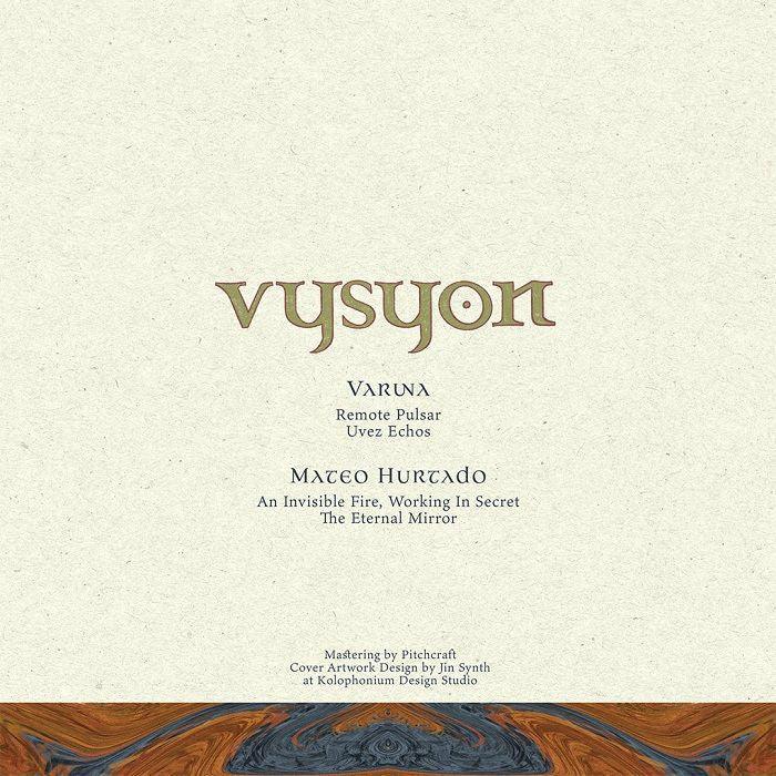 Vusyon vinyl record cover with artist tracklist, textured background, and abstract wood design