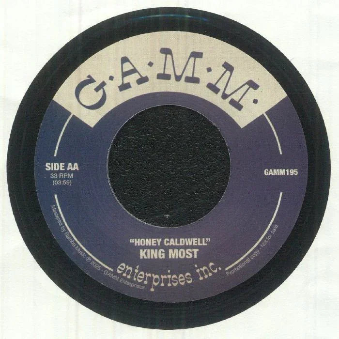 GAMM vinyl record King Most Honey Caldwell 7-inch single with label design
