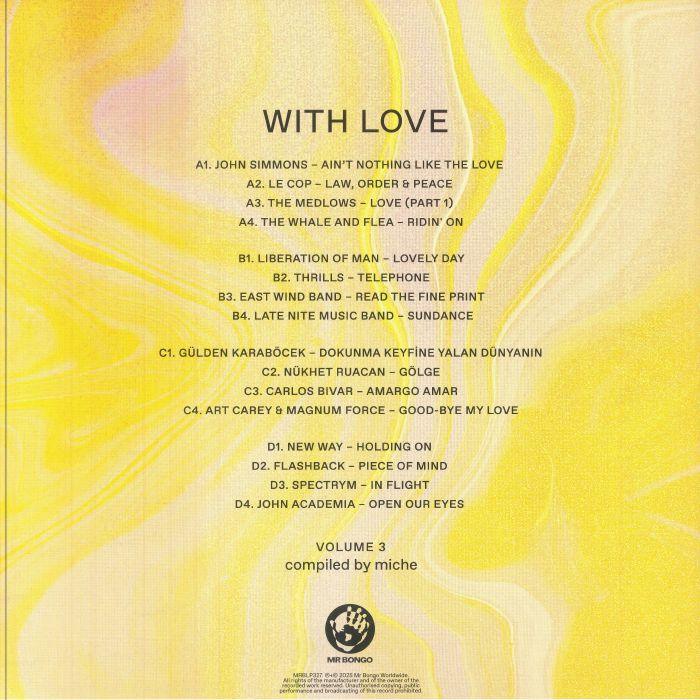 Tracklist for 'With Love Volume 3' on yellow marbled background, various artists listed.