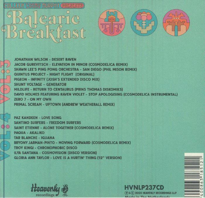 Back cover of Balearic Breakfast Vol 3 & 4 CD with tracklist in retro style design