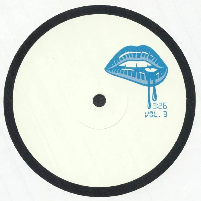 Vinyl record label with blue dripping lips illustration and text '3:26 VOL. 3'.