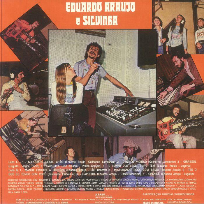 Retro album cover collage featuring Eduardo Araujo and Silvinha in a recording studio with musicians and sound equipment.