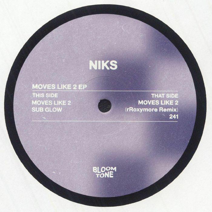 NIKS Moves Like 2 EP vinyl record, purple label, Bloom Tone, tracklist visible