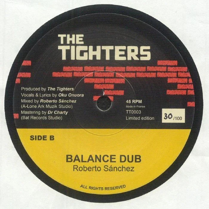 Limited edition The Tighters vinyl record, Balance Dub by Roberto Sánchez, Side B label