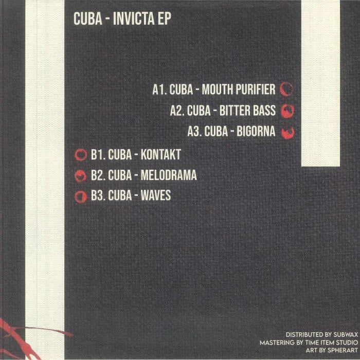 Cuba Invicta EP cover with tracklist on textured dark background, minimal design