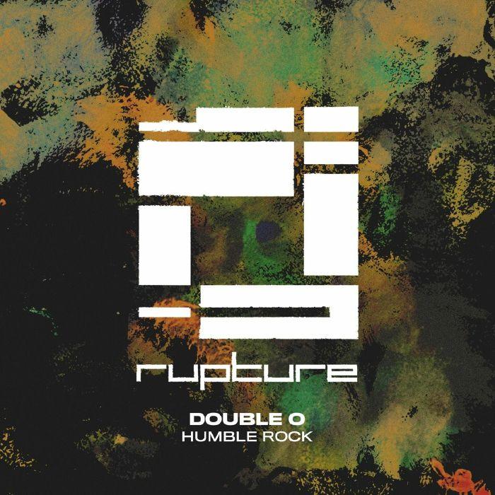Abstract album cover with bold white geometric shapes, Rupture logo, Double O Humble Rock text.