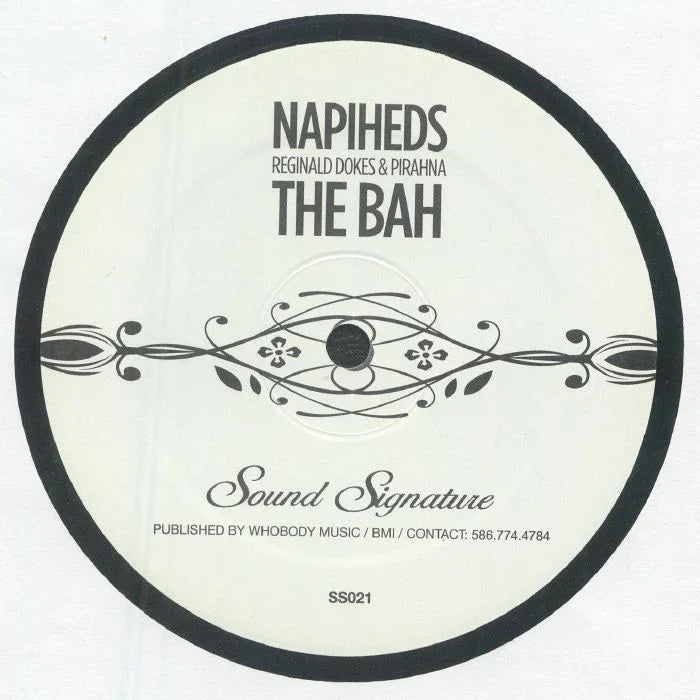 Napiheds The Bah vinyl record label by Sound Signature, black decorative detailing