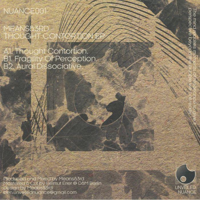 Means&3rd Thought Contortion EP cover with abstract textured design and tracklist details