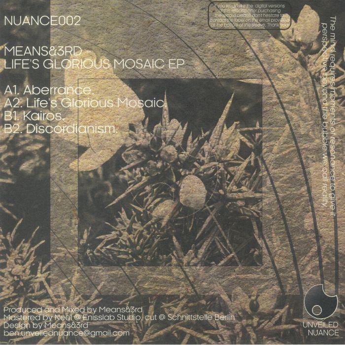 Means&3rd Life's Glorious Mosaic EP cover with plant illustration and tracklist text.