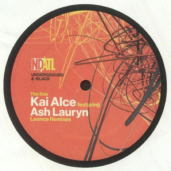 Kai Alce featuring Ash Lauryn vinyl record label with abstract orange and black artwork