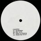 White vinyl record label with black tracklist text for electronic music EP.