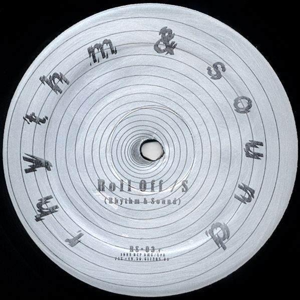 Vinyl record label for Rhythm & Sound 'Roll Off / S' with circular grooves and text design