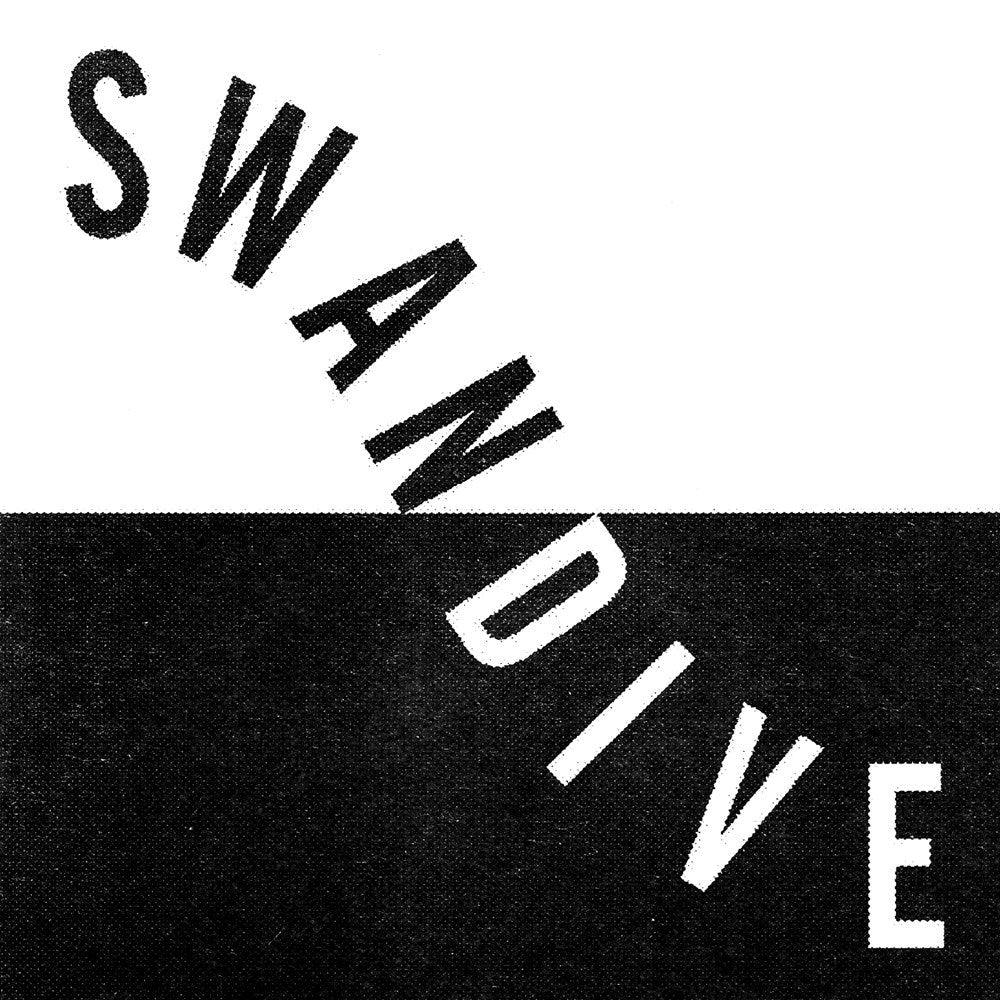 Black and white graphic with arched SWANDIVE text, minimal modern album cover design