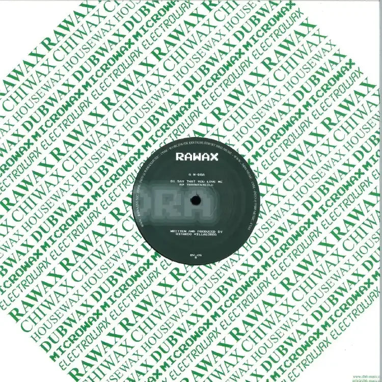 RAWAX vinyl record with green patterned sleeve, electronic music, minimal house genre
