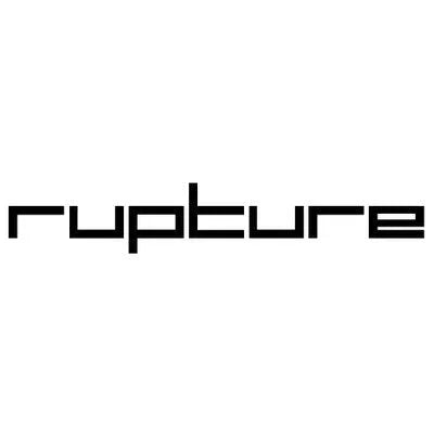 rupture logo in bold black geometric font on white background