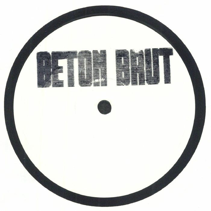 Minimalist white record label with black border and pixelated text 'BETON BRUT'