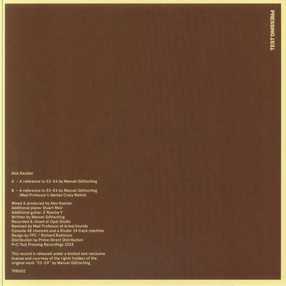 ALEX KASSIAN / MAD PROFESSOR - A Reference To E2-E4 By Manuel Gottsching (12")