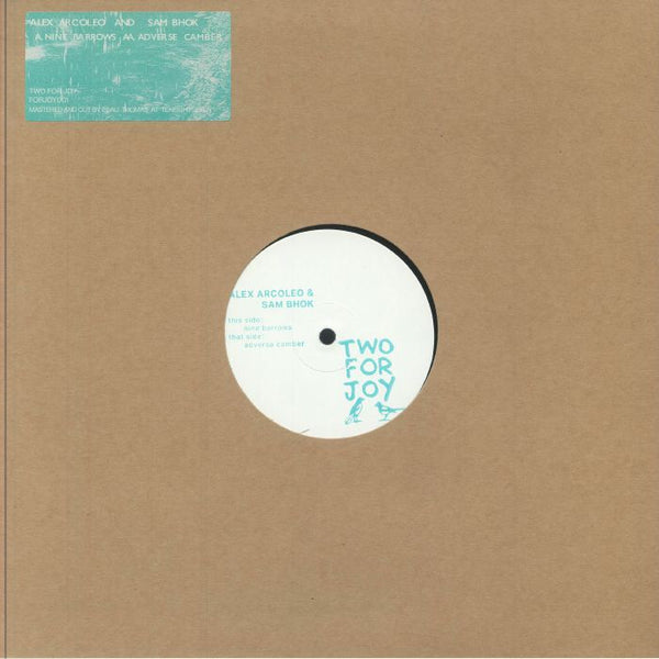 Vinyl record in brown sleeve with Two for Joy label Alex Arcoleo and Sam Bhok Nine Barrows Adverse Camber