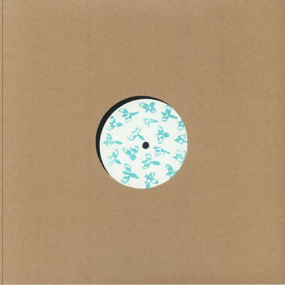 Vinyl record in plain brown sleeve with white center label decorated with blue bird illustrations