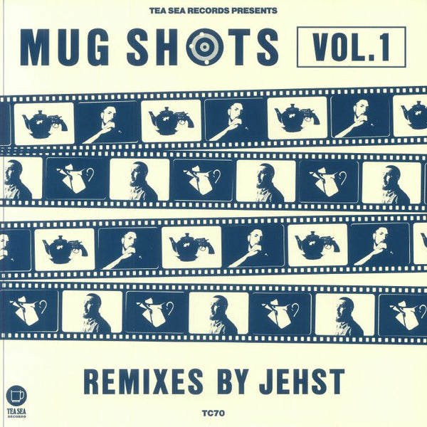 Mug Shots Vol.1 album cover with filmstrip art and remixes by Jehst by Tea Sea Records