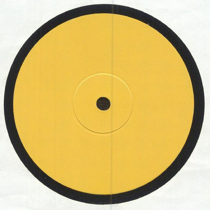 Yellow circular target with thick black outer ring and smaller black circle at center on white background