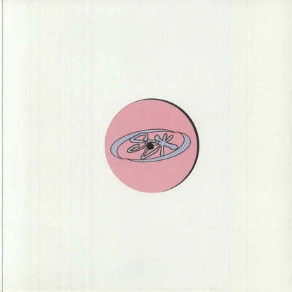 Vinyl record sleeve with pink label featuring stylized text and minimal design