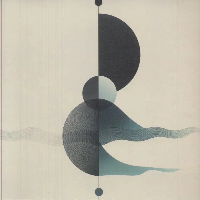 Minimalist abstract album cover with geometric circles, wavy lines, and neutral tones