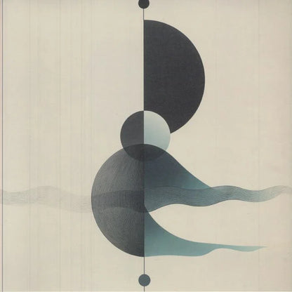 Minimalist abstract album cover with geometric circles, wavy lines, and neutral tones