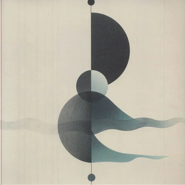 Minimalist abstract album cover with geometric circles, wavy lines, and neutral tones