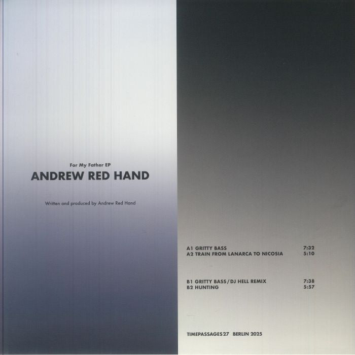For My Father EP vinyl cover by Andrew Red Hand with tracklist and gradient black and white background