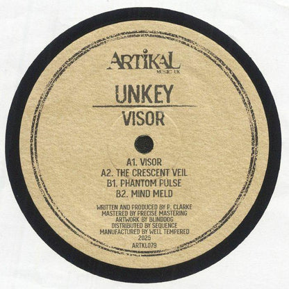 Unkey Visor vinyl record label featuring tracklist and Artikal Music UK logo