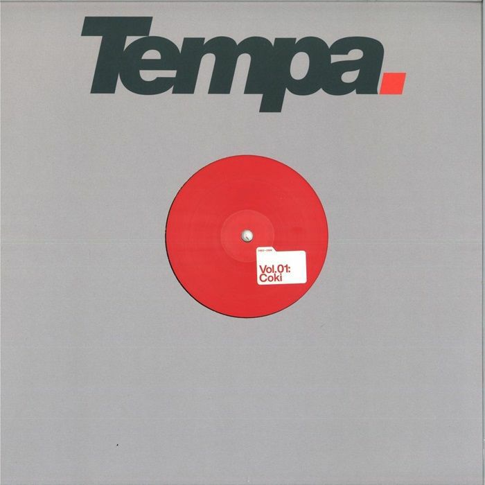 Tempa record label cover with a red vinyl record labeled Vol. 01: Coki on gray background