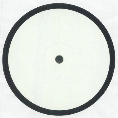 White label vinyl record with black border on plain background