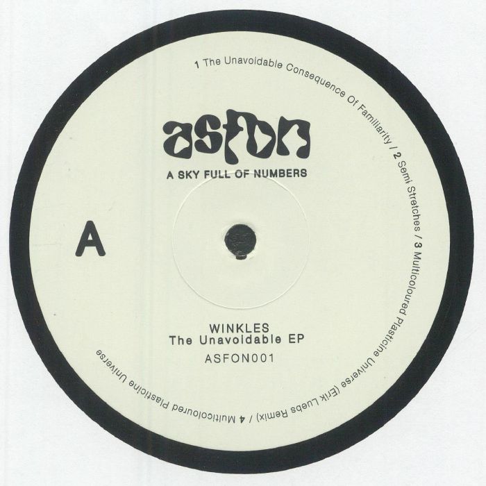 Vinyl record label for Winkles The Unavoidable EP by A Sky Full Of Numbers ASFON001 with tracklist details