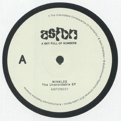 Vinyl record label for Winkles The Unavoidable EP by A Sky Full Of Numbers ASFON001 with tracklist details