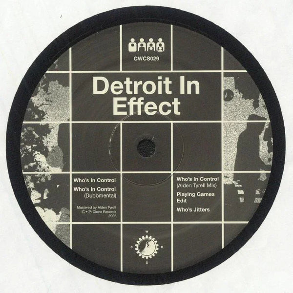 Detroit In Effect vinyl record label CWCS029 with tracklist and grayscale grid design