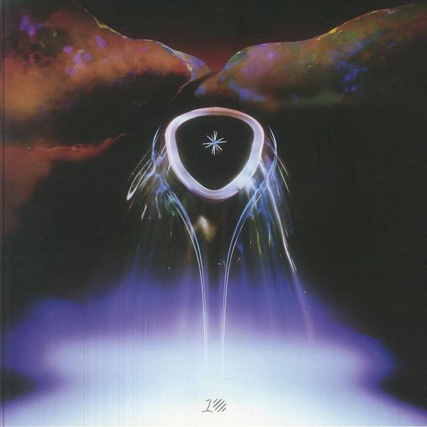 Futuristic glowing abstract sculpture with star symbol and radiant light effect in dark setting