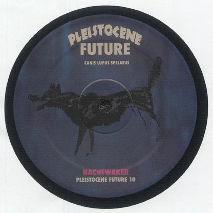 Pleistocene Future vinyl record with a black wolf illustration and Nachtwaker text label.