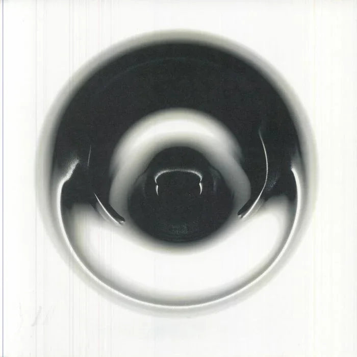Abstract black and white vinyl record artwork with circular, swirling design