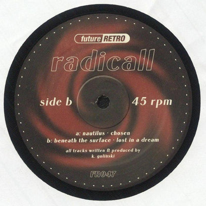 Radicall vinyl record side B with tracklist, future retro label, 45 rpm, code FR047