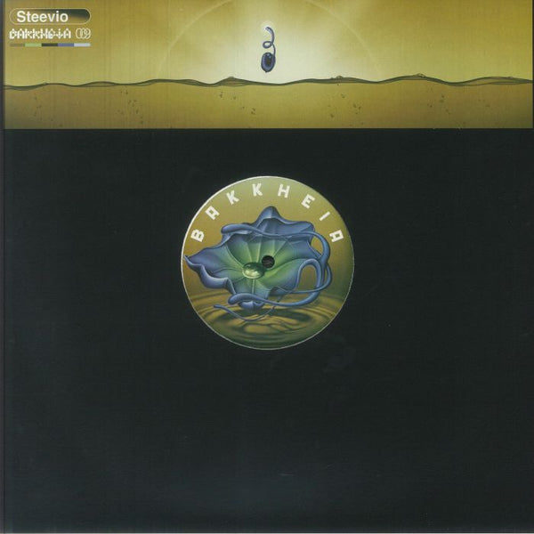 Steevio Bakkheia album cover with surreal floral design and vinyl record label