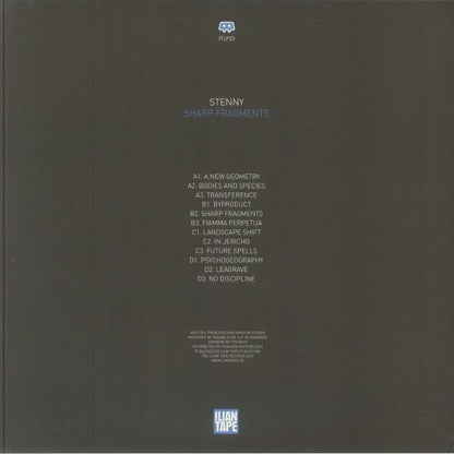 Back cover of Stenny's Sharp Fragments vinyl record with tracklist and Ilian Tape logo