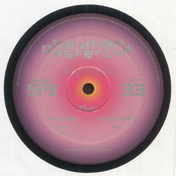Kalahari Oyster Cult vinyl record with pink label and electronic music text details