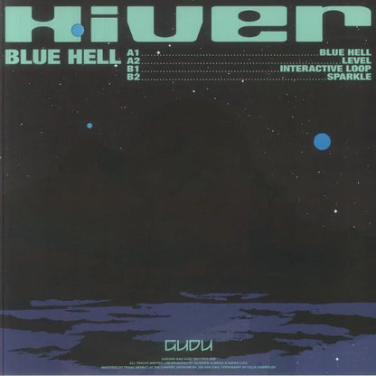 Hiver Blue Hell vinyl record cover with space-themed artwork and tracklist in blue text