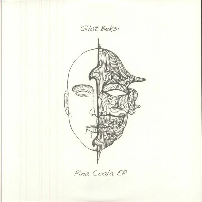 Silat Beksi Pina Coala EP vinyl cover with abstract split-face line art drawing