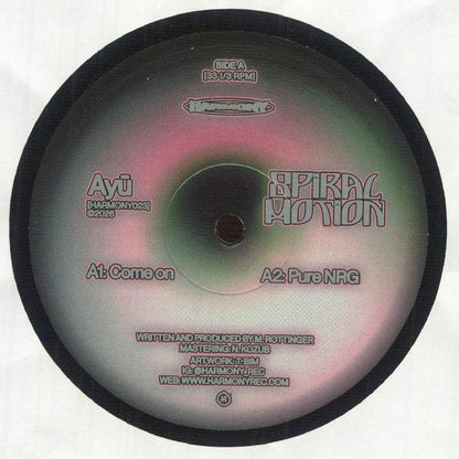 Disc with 'Spiral Motion' text and branding on a white background